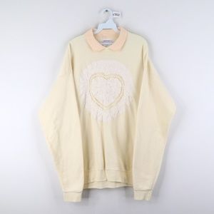 Vintage Streetwear Lace Heart Collared Sweatshirt